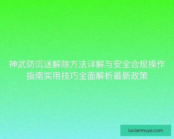 神武防沉迷解除方法详解与安全合规操作指南实用技巧全面解析最新政策