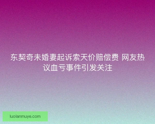 东契奇未婚妻起诉索天价赔偿费 网友热议血亏事件引发关注