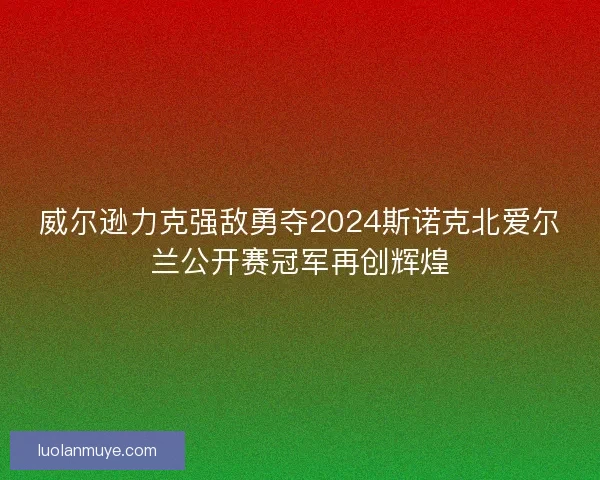 威尔逊力克强敌勇夺2024斯诺克北爱尔兰公开赛冠军再创辉煌