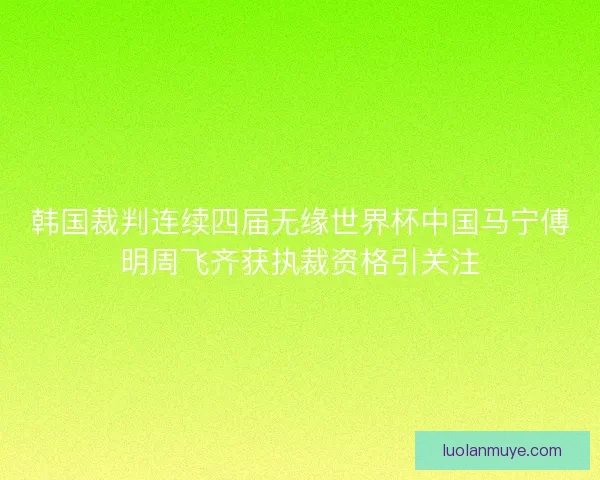 韩国裁判连续四届无缘世界杯中国马宁傅明周飞齐获执裁资格引关注